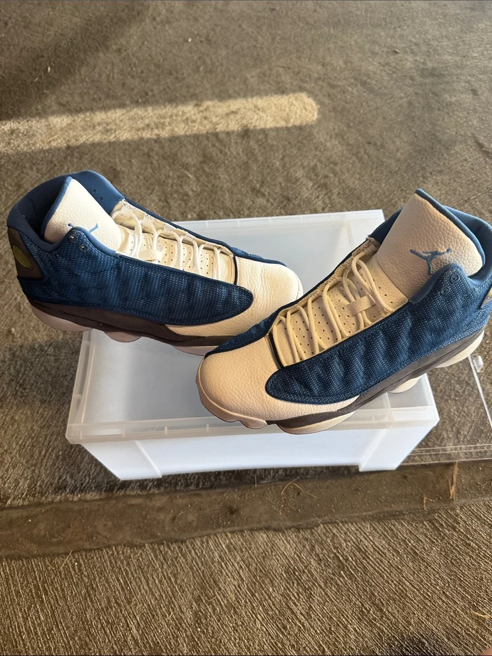 Jordan Retro High-Top Sneakers in White and Navy